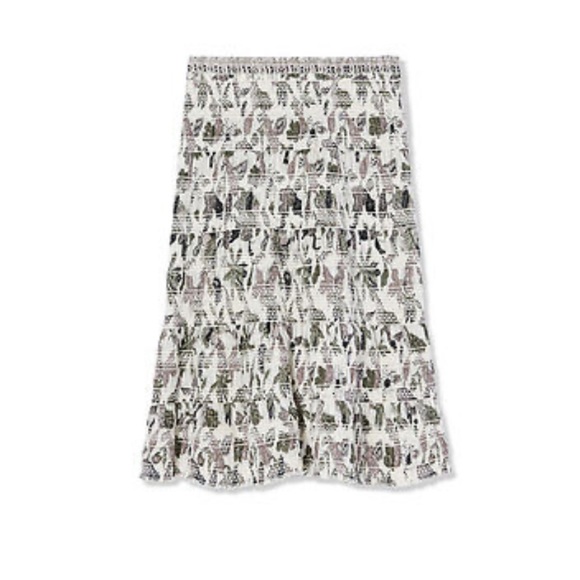 TORY BURCH White Smocked Floral  Ivory Wisteria Cotton SKIRT size 6​ - Picture 4 of 9